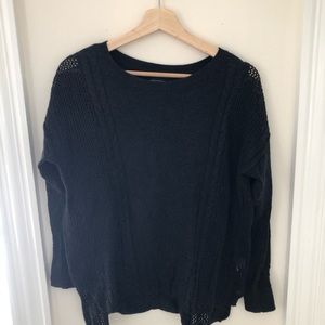 Dark gray cable-knit sweater